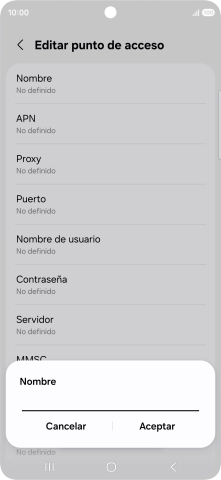 Introduce Vodafone Internet y pulsa Aceptar.