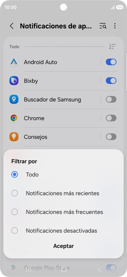 Pulsa el ajuste deseado.