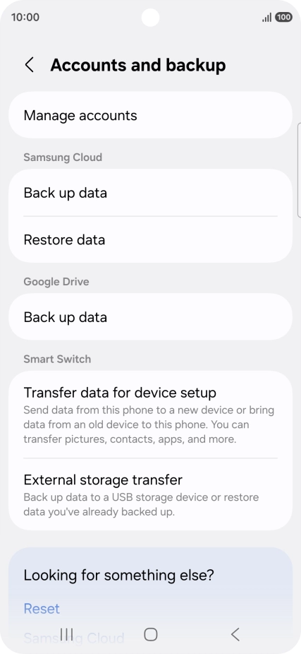 Press Manage accounts.