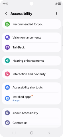 Press Vision enhancements and follow the instructions on the screen to select the required settings.