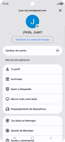 Pulsa Ajustes de Mensajes.