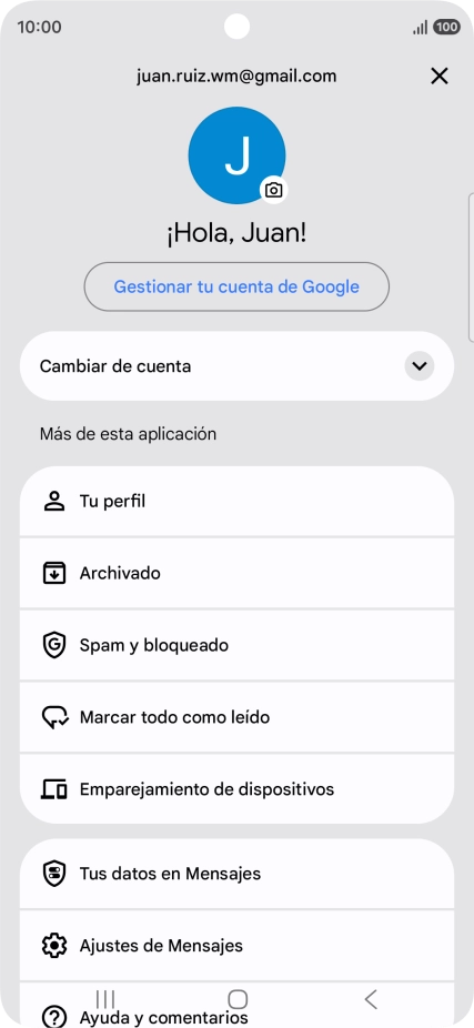 Pulsa Ajustes de Mensajes.