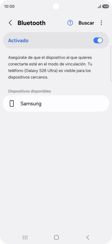 Pulsa el dispositivo Bluetooth deseado y sigue las indicaciones de la pantalla para vincular el dispositivo al teléfono.