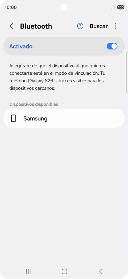 Pulsa el dispositivo Bluetooth deseado y sigue las indicaciones de la pantalla para vincular el dispositivo al teléfono.