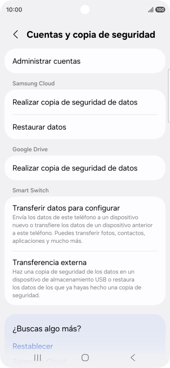 Pulsa Administrar cuentas.