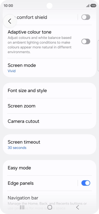 Press Screen timeout.