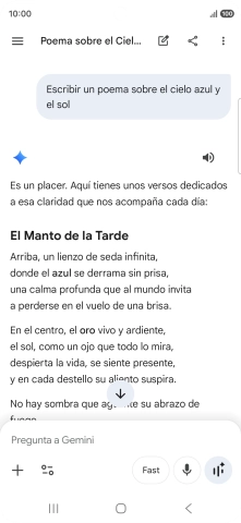 A Gemini le puedes pedir que genere un texto a partir de una descripción tuya.