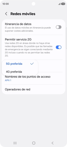 Pulsa el tipo de red deseado.