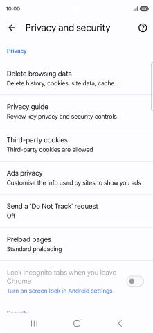 Press Delete browsing data.