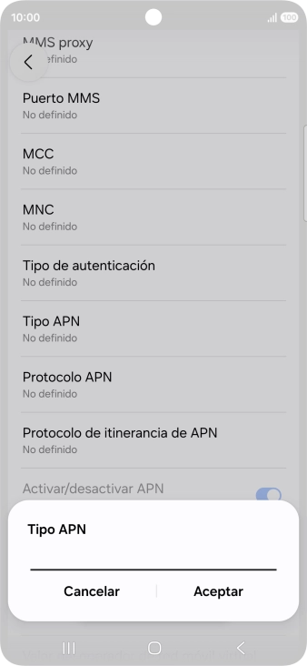 Introduce default y pulsa Aceptar.