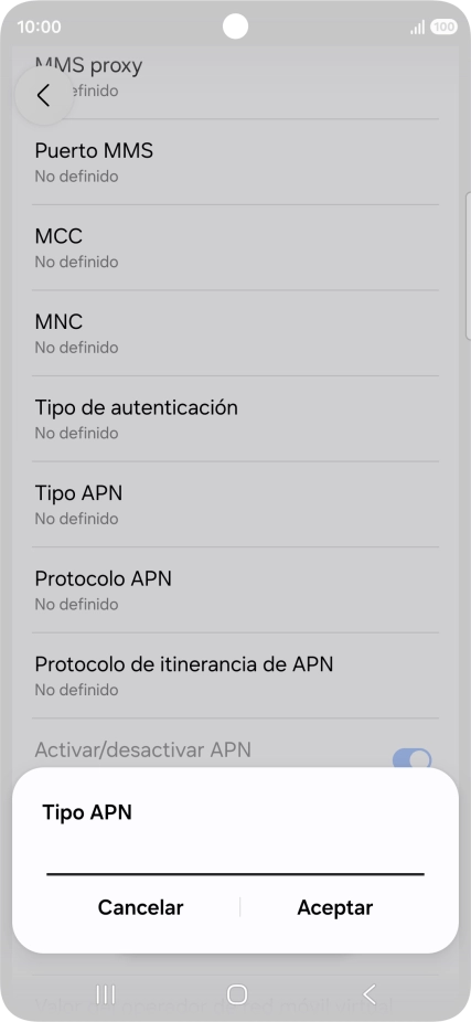 Introduce default y pulsa Aceptar.