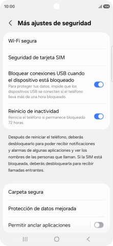 Pulsa Seguridad de tarjeta SIM.
