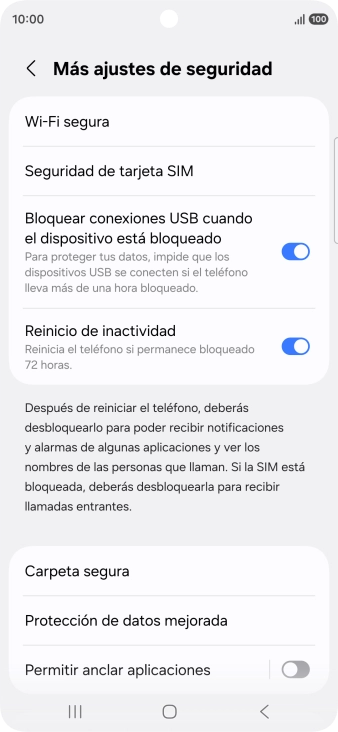 Pulsa Seguridad de tarjeta SIM.