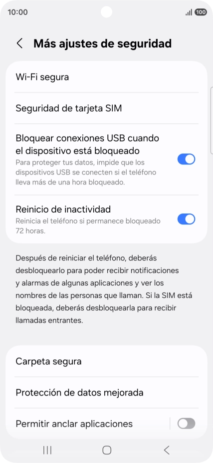 Pulsa Seguridad de tarjeta SIM.