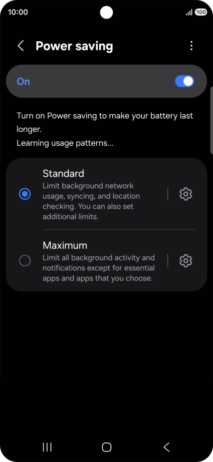 Press the indicators next to the required settings.