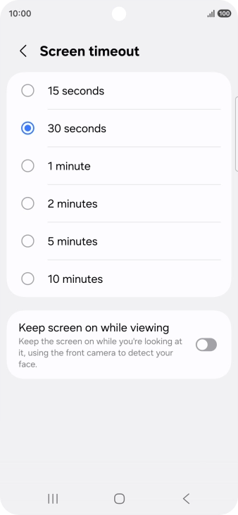 Press the required setting.