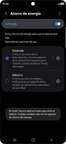 Pulsa el modo de ahorro de energía deseado.