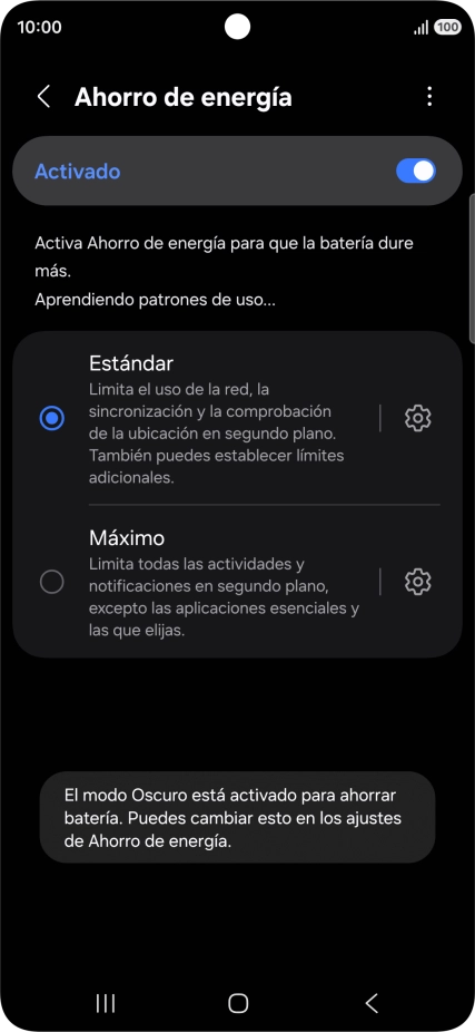 Pulsa el modo de ahorro de energía deseado.