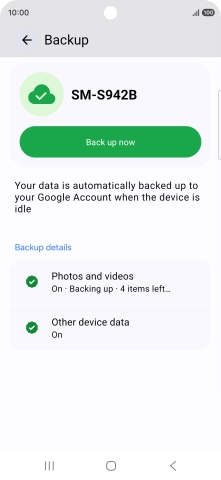 Press Back up now and wait while the phone memory is backed up.