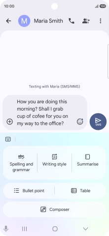 To check your text for grammatical and spelling errors, press Spelling and grammar and follow the instructions on the screen to use the function.
