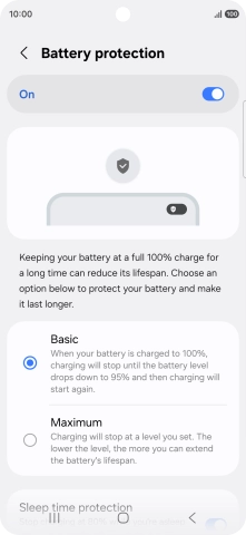 Press the required setting.
