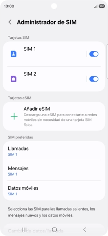 Pulsa la SIM de la línea móvil deseada.