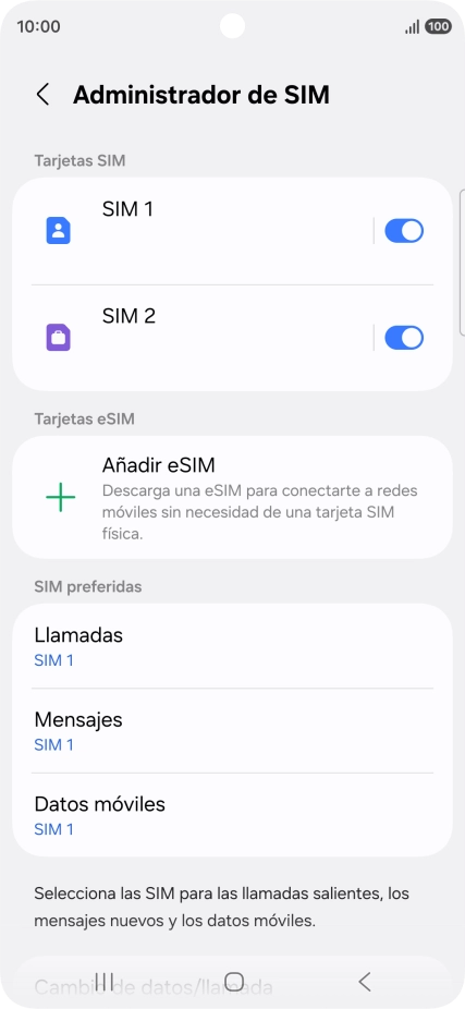 Pulsa la SIM de la línea móvil deseada.