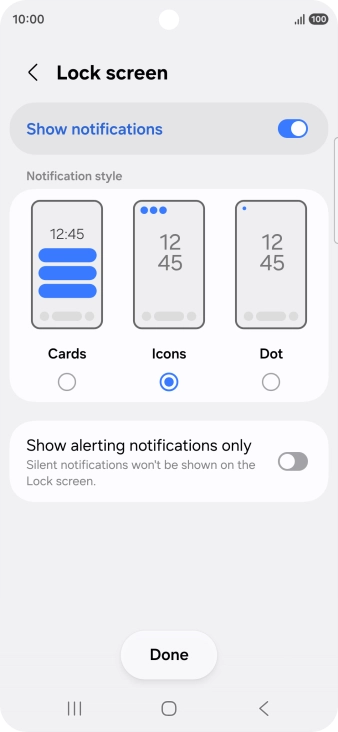 Press the required settings to turn them on or off.