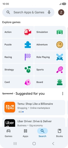 Press the search field.