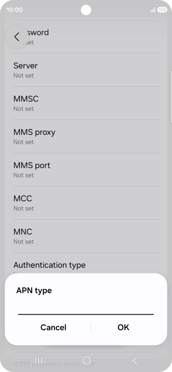 Key in default and press OK.