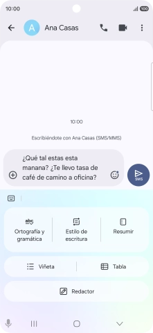 Para comprobar si un texto tiene errores de ortografía o de gramática, pulsa Ortografía y gramática y sigue las indicaciones de la pantalla para utilizar la función.