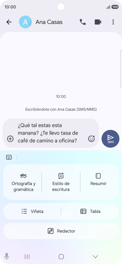 Para comprobar si un texto tiene errores de ortografía o de gramática, pulsa Ortografía y gramática y sigue las indicaciones de la pantalla para utilizar la función.