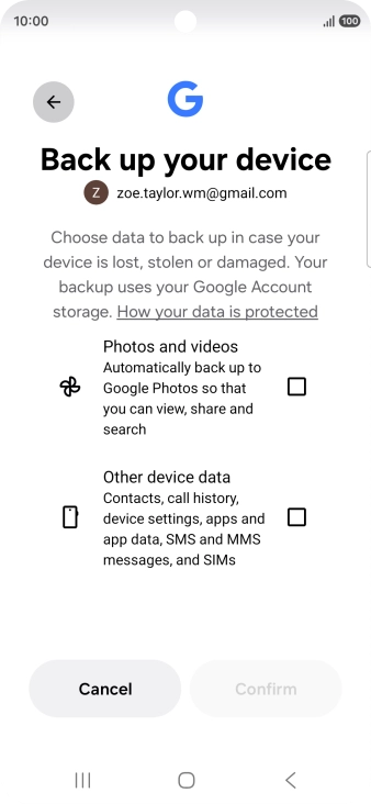 Press the fields next to the required data types to select them.