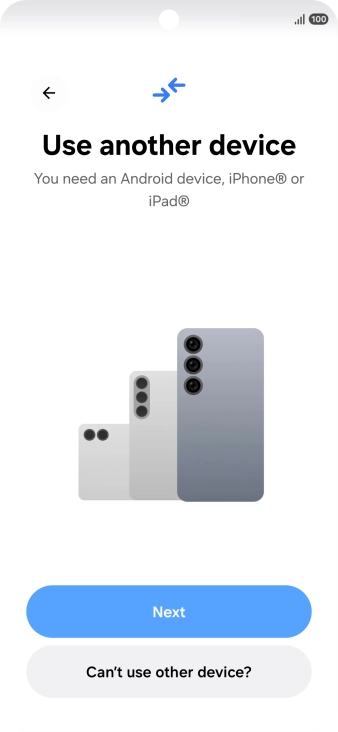 Press Can't use other device?.