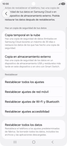 Pulsa Restablecer ajustes de red móvil.