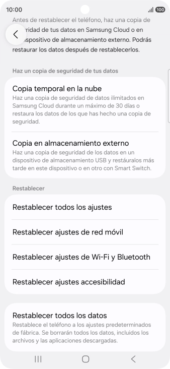 Pulsa Restablecer ajustes de red móvil.