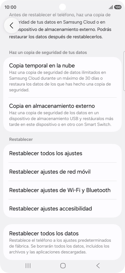 Pulsa Restablecer ajustes de red móvil.