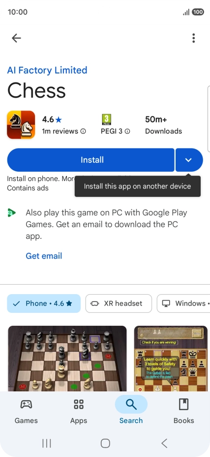 Press Install and follow the instructions on the screen to install the app.