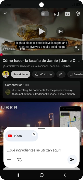 Sigue las indicaciones de la pantalla para escribir o decir en alto la pregunta que quieres hacer del vídeo.