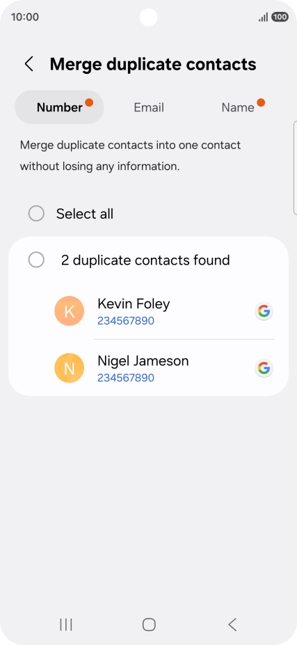 Press the field next to the required number.