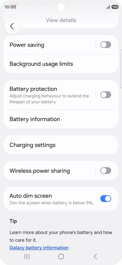 Press Battery protection.