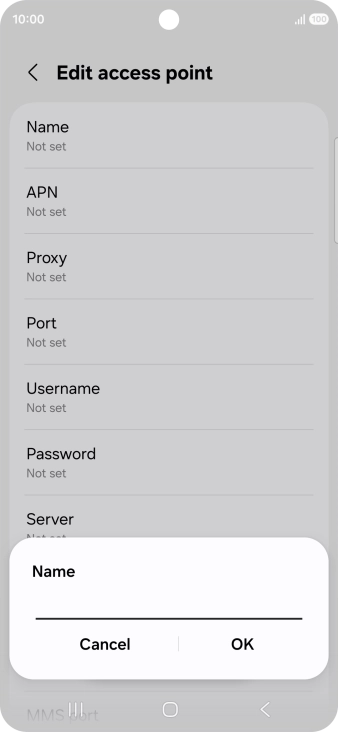 Key in Vodafone Internet and press OK.