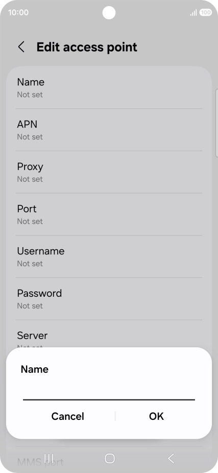 Key in Vodafone Internet and press OK.