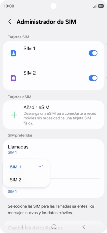 Pulsa la SIM de la línea móvil deseada.