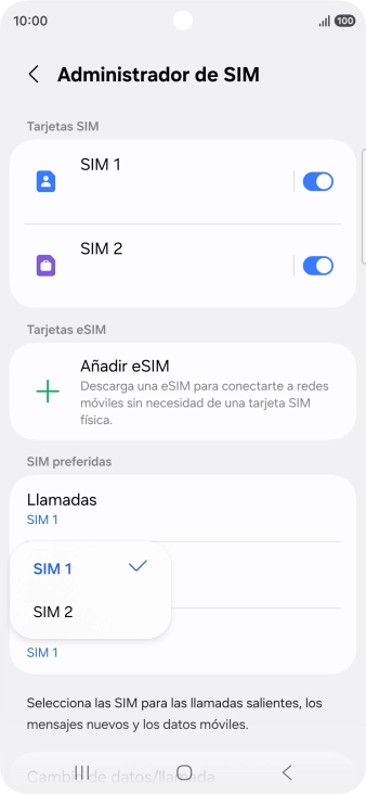 Pulsa la SIM de la línea móvil deseada.