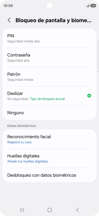 Pulsa Huellas digitales.