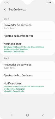 Pulsa Ajustes de buzón de voz bajo la tarjeta SIM deseada.