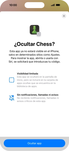 Pulsa Ocultar app.