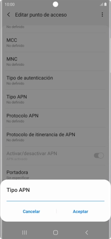 Introduce default y pulsa Aceptar.