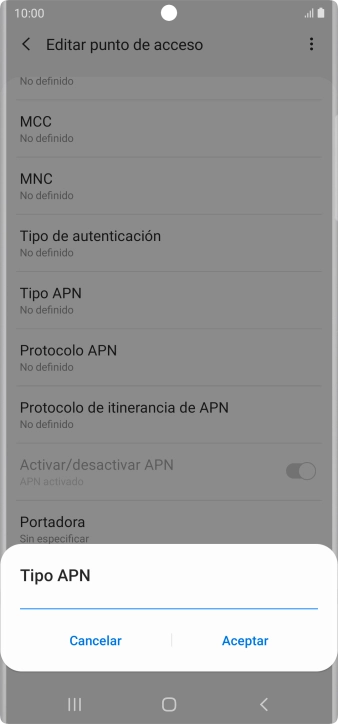 Introduce default y pulsa Aceptar.